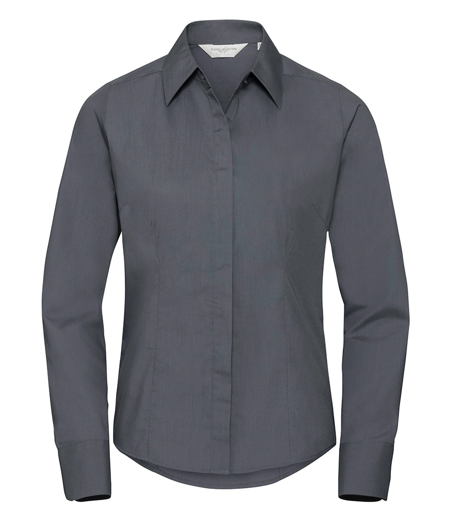 Russell Ladies Long Sleeve Fitted Poplin Shirt 924F