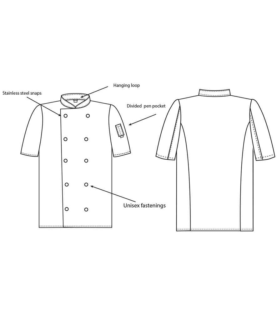 Dennys Short Sleeve Press Stud Chef's Jacket - WHI