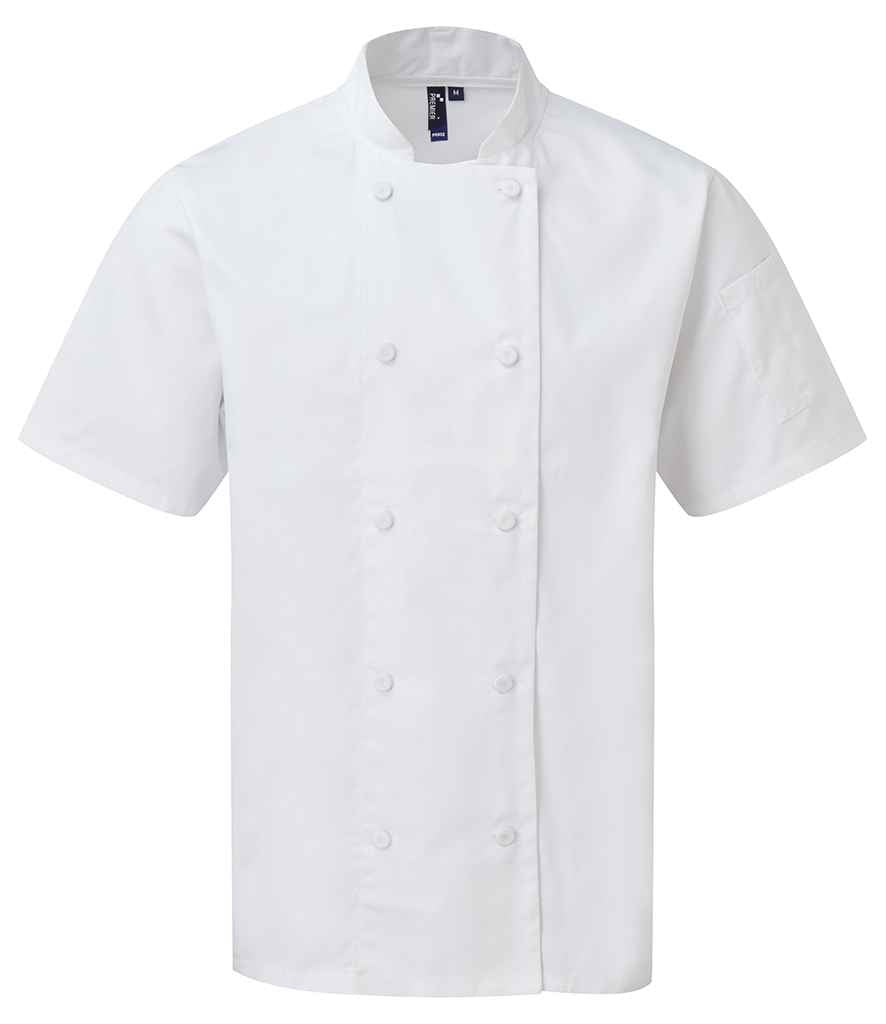 Premier Coolchecker® Short Sleeve Chef's Jacket - WHI