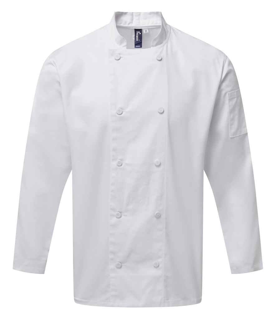 Premier Coolchecker® Long Sleeve Chef's Jacket - WHI