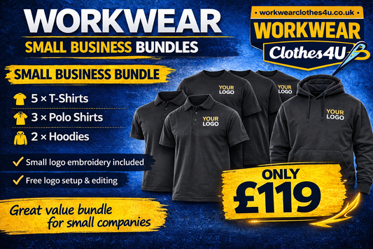 Small Business Workwear Bundle – 5 T-Shirts, 3 Polo Shirts & 2 Hoodies