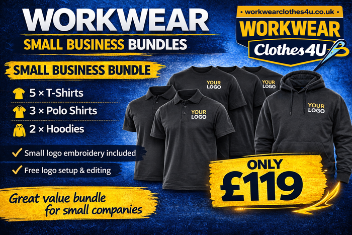 Small Business Workwear Bundle – 5 T-Shirts, 3 Polo Shirts & 2 Hoodies