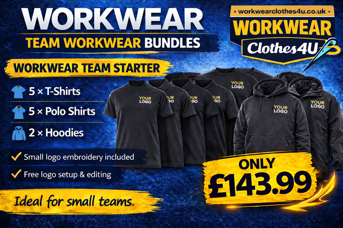 Workwear Team Starter – 5 T-Shirts, 5 Polo Shirts & 2 Hoodies