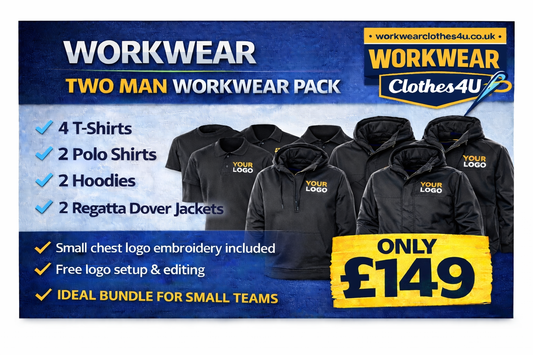 Two Man Workwear Pack – 4 T-Shirts, 2 Polos, 2 Hoodies & 2 Regatta Jackets
