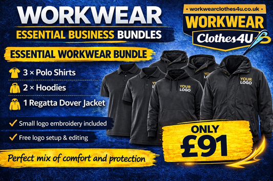 Essential Workwear Bundle – 3 Polo Shirts, 2 Hoodies & 1 Regatta Dover Jacket