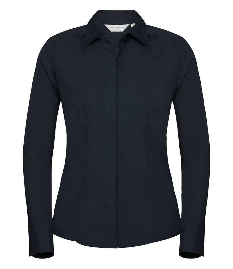 Russell Ladies Long Sleeve Fitted Poplin Shirt 924F