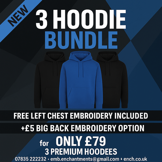 3 Hoodie Bundle – Left Chest Embroidery Included