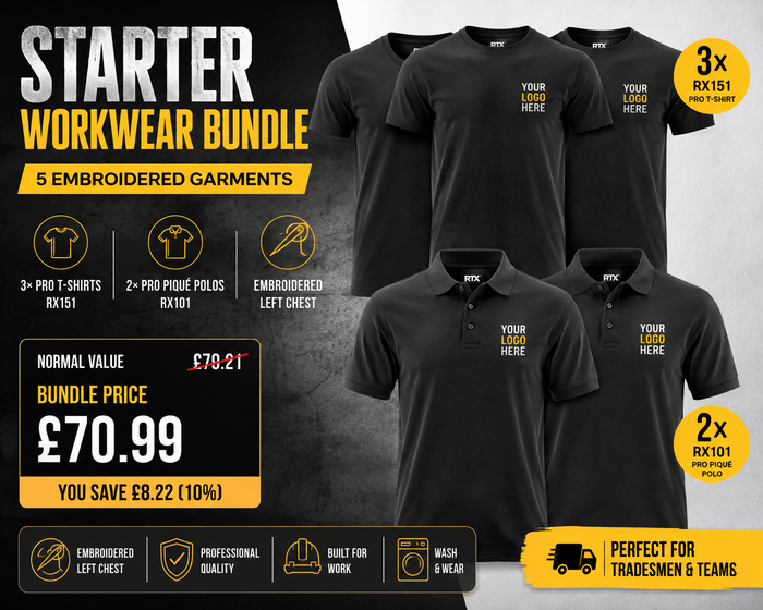 Starter Workwear Bundle – 5 Embroidered Garments