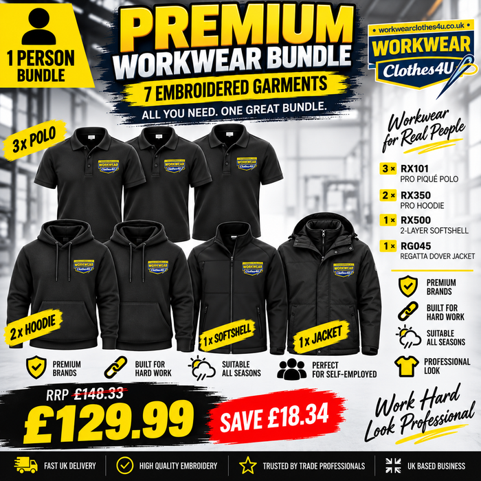 1 Person Premium Workwear Bundle – 7 Embroidered Garments