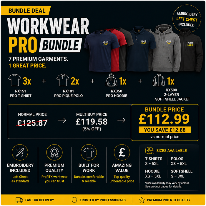 Workwear Pro Bundle – 7 Embroidered Garments