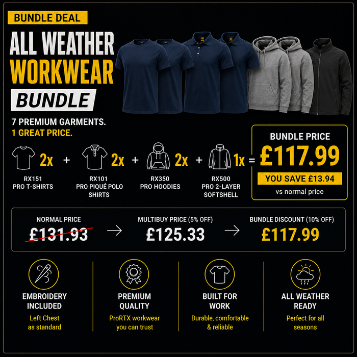 All Weather Workwear Bundle – 7 Embroidered Garments