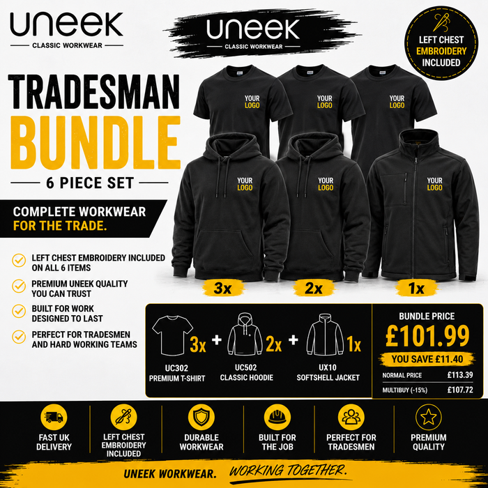 Uneek Tradesman Bundle – 6 Embroidered Garments