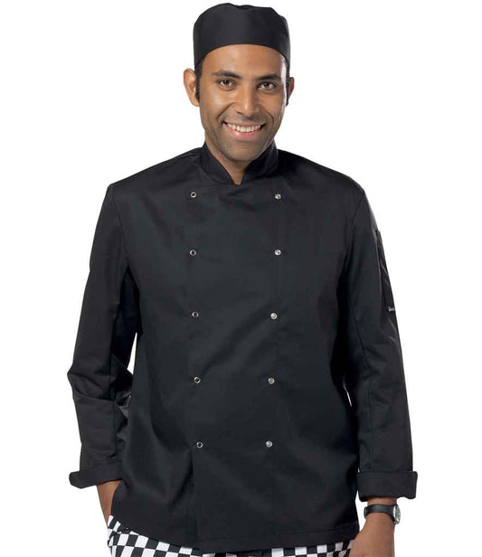 Dennys Long Sleeve Press Stud Chef's Jacket - BLK