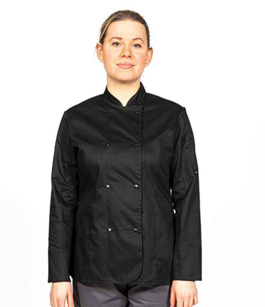 Dennys Ladies Long Sleeve Premium Chef's Jacket - BLK