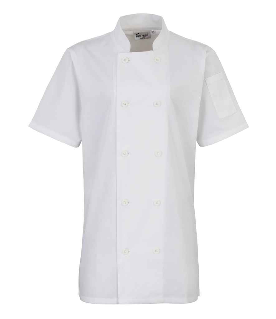 Premier Ladies Short Sleeve Chef's Jacket - WHI