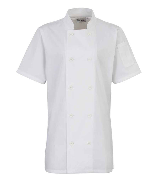 Premier Ladies Short Sleeve Chef's Jacket - WHI