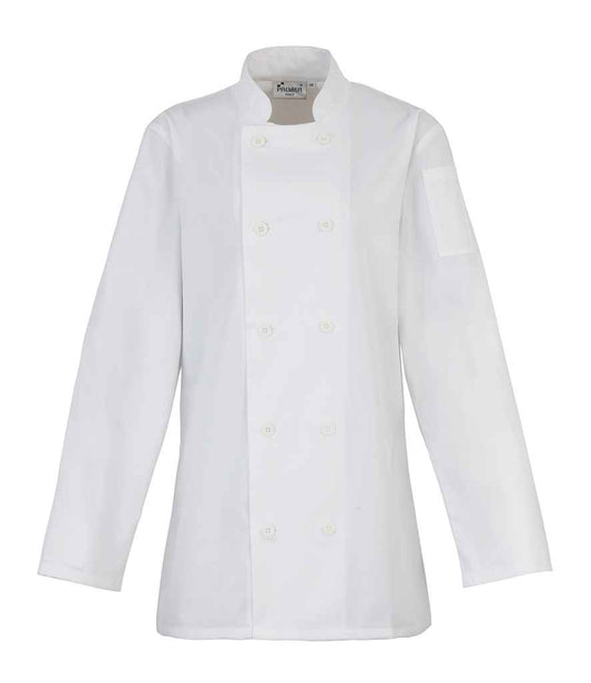 Premier Ladies Long Sleeve Chef's Jacket - WHI