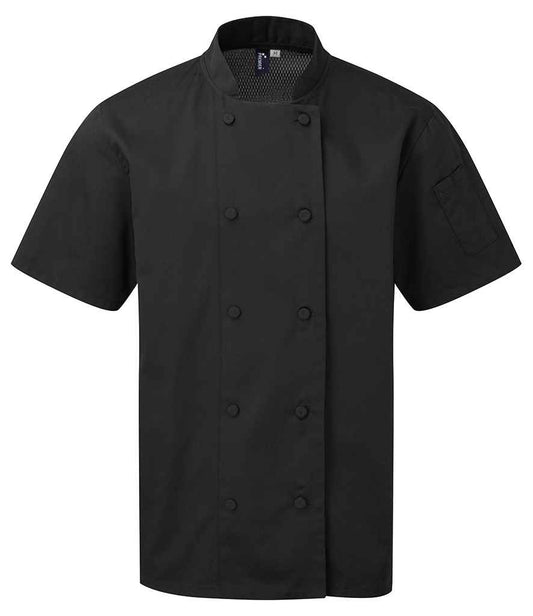 Premier Coolchecker® Short Sleeve Chef's Jacket - BLK