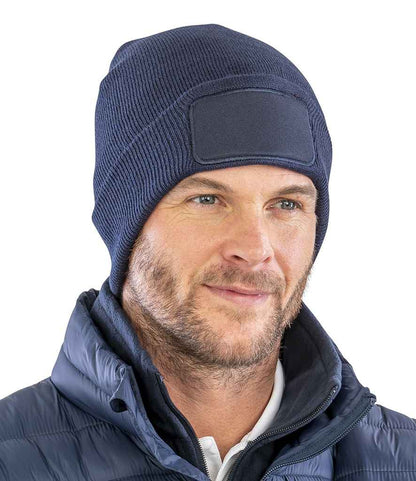 Result Genuine Recycled Double Knit Printers Beanie - NAV