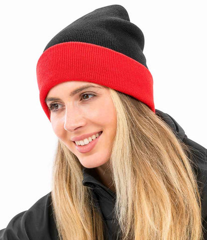 Result Genuine Recycled Compass Beanie - BK/RD