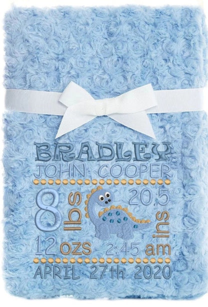PERSONALISED BABY BLANKET EMBROIDERED SOFT BUBBLE BABY BOY GIRL GIFT NEW BORN