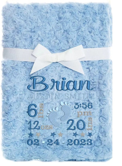 PERSONALISED BABY BLANKET EMBROIDERED SOFT BUBBLE BABY BOY GIRL GIFT NEW BORN