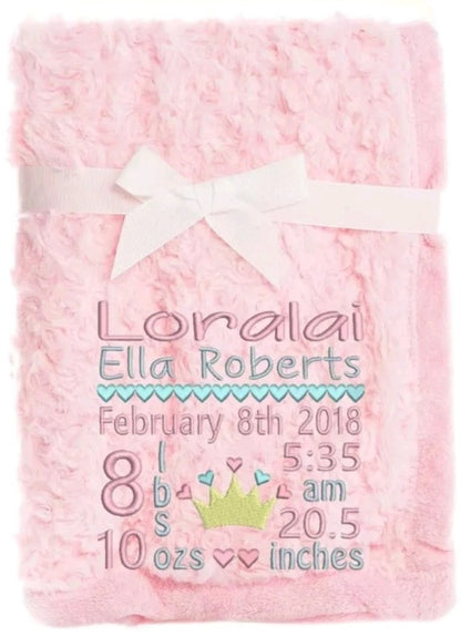 PERSONALISED BABY BLANKET EMBROIDERED SOFT BUBBLE BABY BOY GIRL GIFT NEW BORN