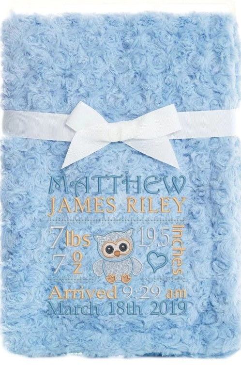 PERSONALISED BABY BLANKET EMBROIDERED SOFT BUBBLE BABY BOY GIRL GIFT NEW BORN